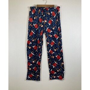 Peanuts Pajama Pants Mens Large Navy Blue Snoopy Charlie Brown Christmas Fleece